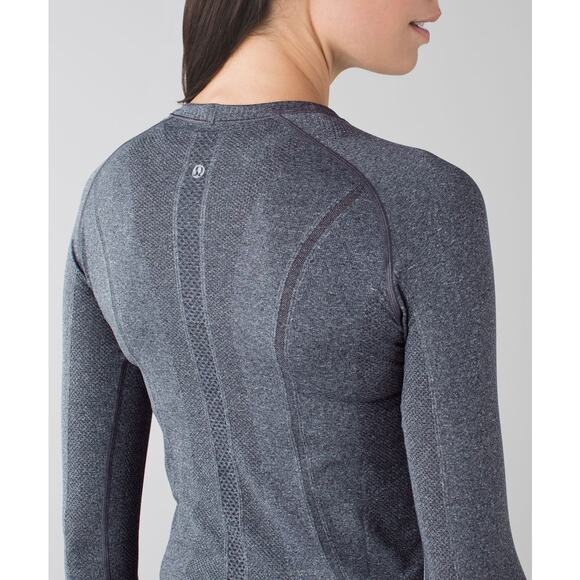 Lululemon Swiftly Tech Long Sleeve Crew Shirt Heathered Black Gray Hip Length 2 - Picture 4 of 16